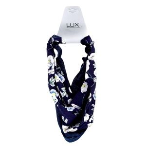 LUX Accessories 2 Pack Navy Corduroy & Floral Satin Headband Hair Wraps NWT